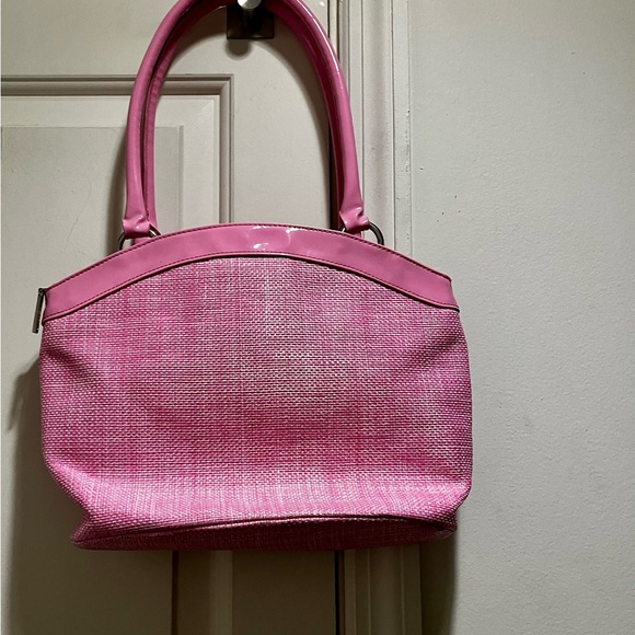 Gerolamo pink straw handbag with charms and chain link - Picture 2 of 16